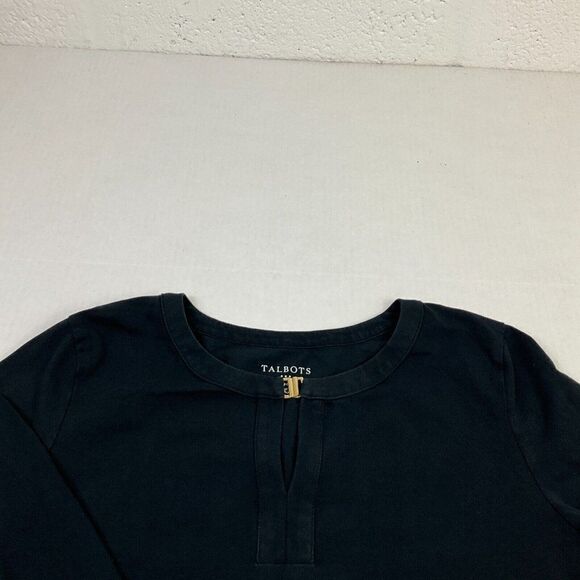 Talbots T-Shirt FADED Black Stretch Tee 3/4 Sleeve Cotton Blend Top M Medium - Picture 3 of 10